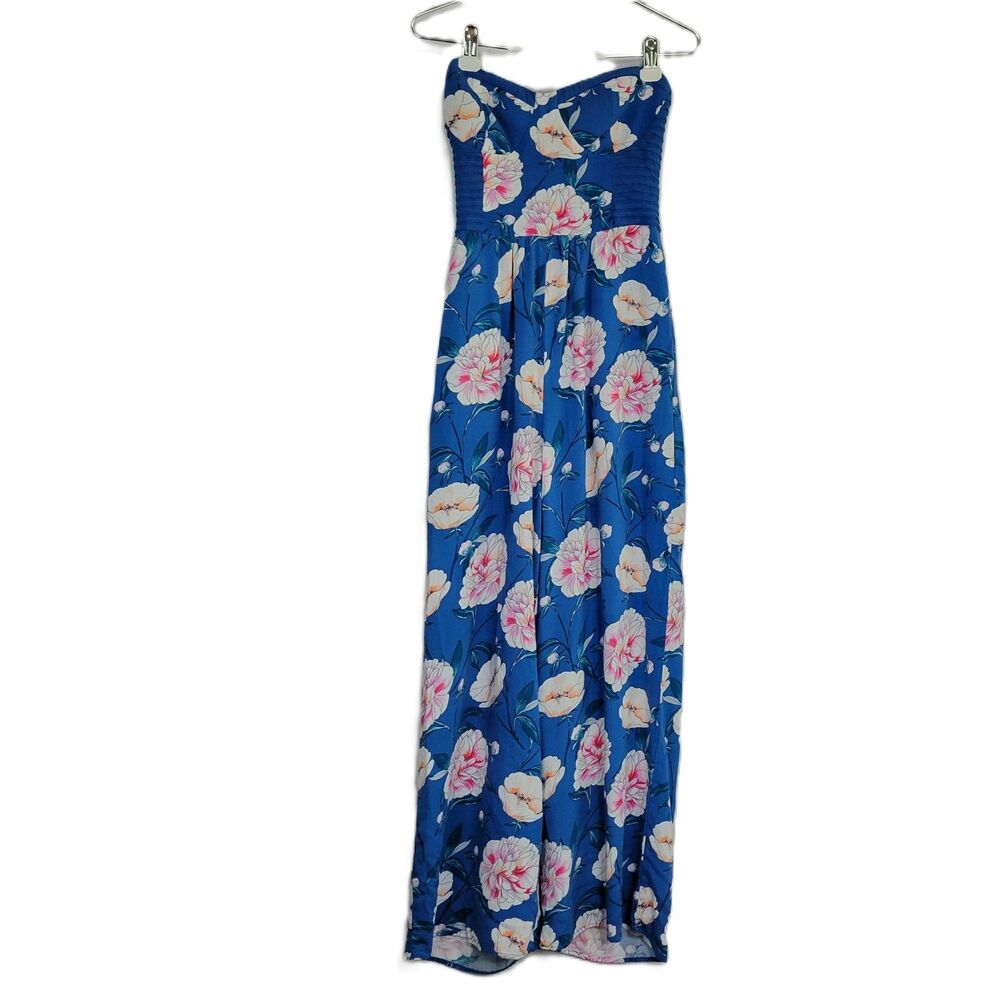 Band of Gypsies strapless jumpsuit wide leg floral size medium
